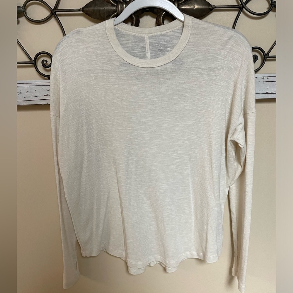 Aerie Real Soft Cream Long Sleeve T-Shirt, Size XS